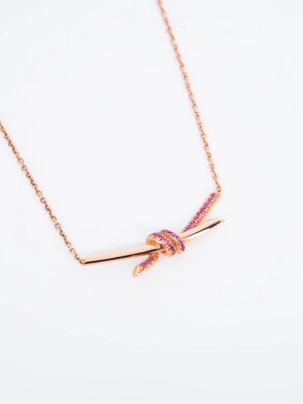 Tiffany & Co. Knot in Rose Gold with Pink Sapphires necklace